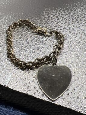1940s WWII Coro Pegasus Sterling Silver Sweetheart Bracelet W/ Heart Charm